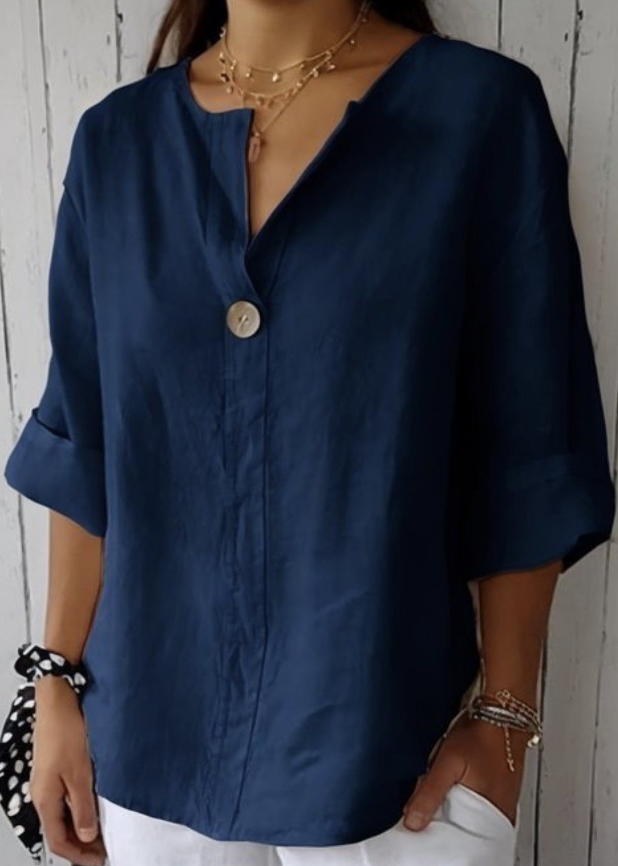 Marisa Split Neck 3/4 Sleeve Relaxed Top
