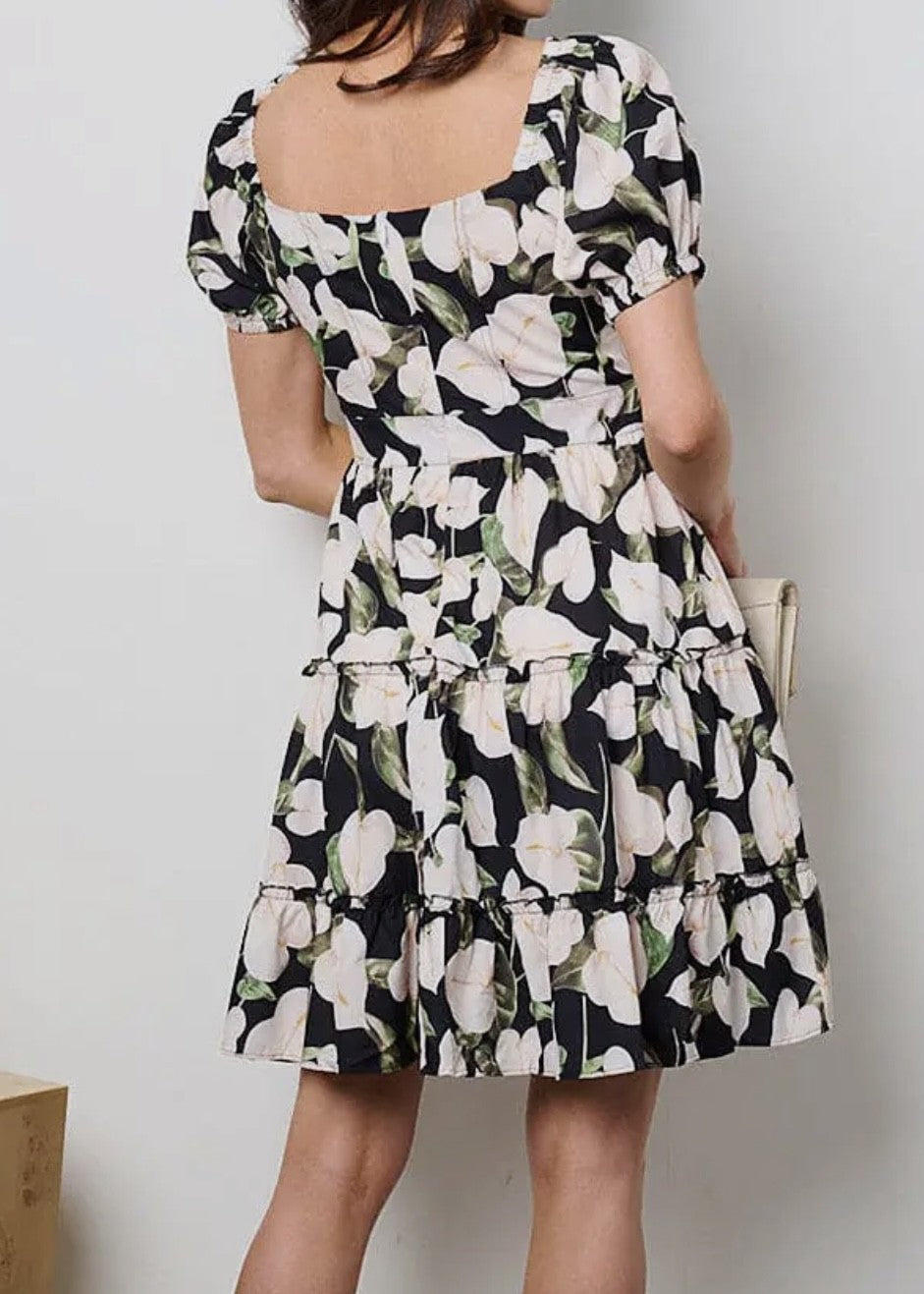 Delta Floral V-Neck Tiered Mini Dress
