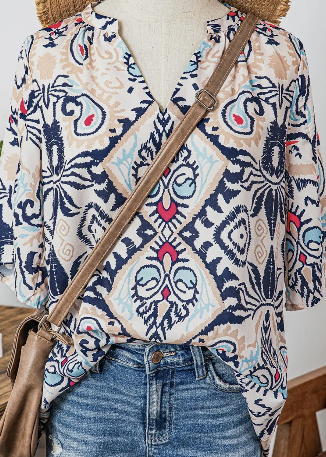 Emily Boho Abstract Print Top