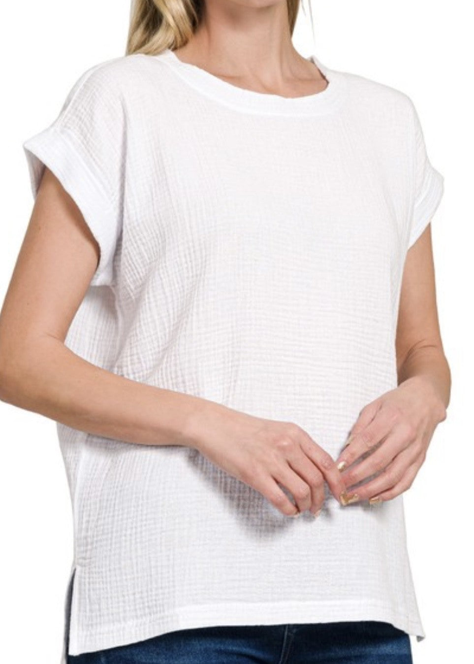 Aubrey Gauze Crew Neck Tee