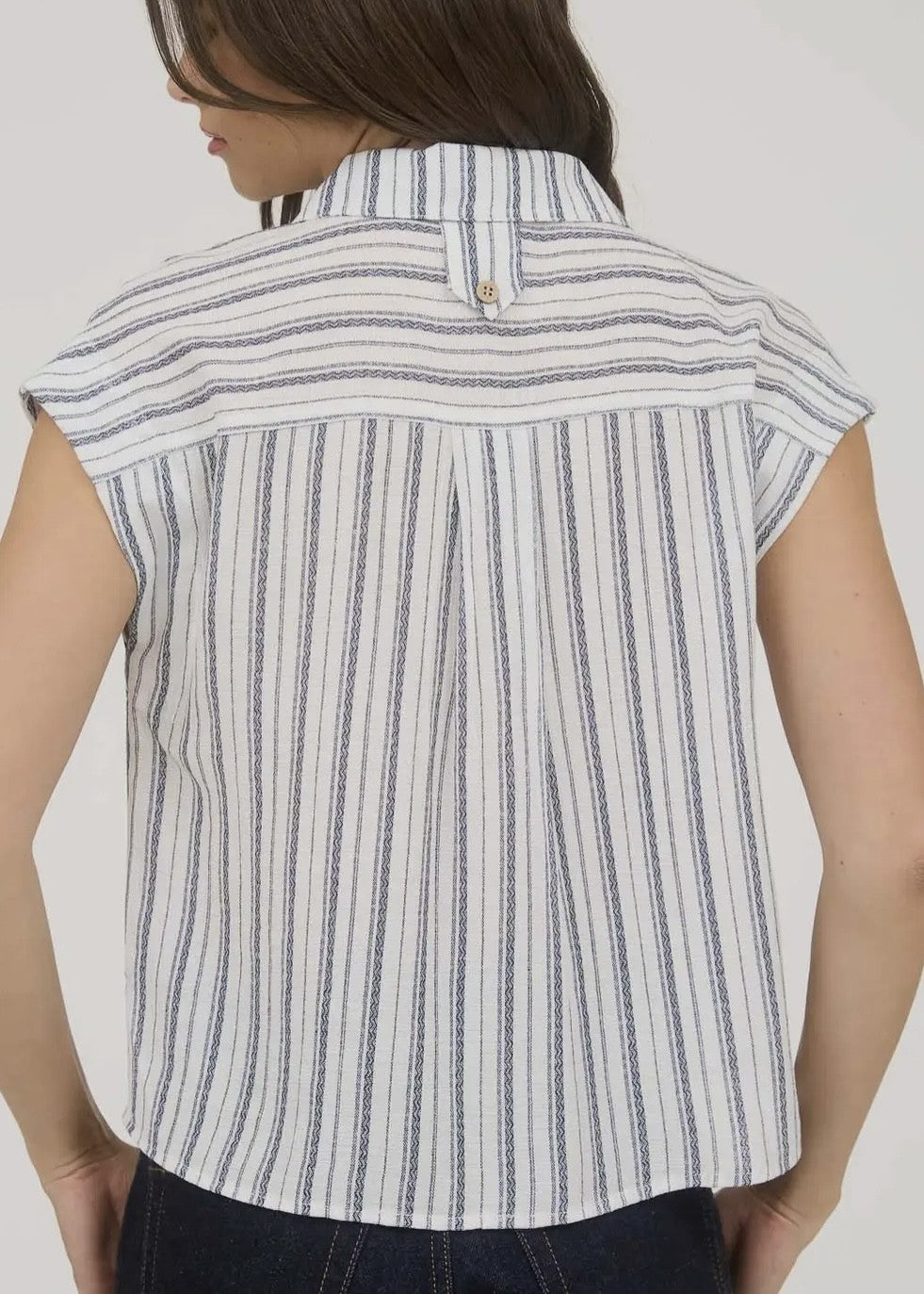 Dublin Striped Cap Sleeve Button Front Skirt