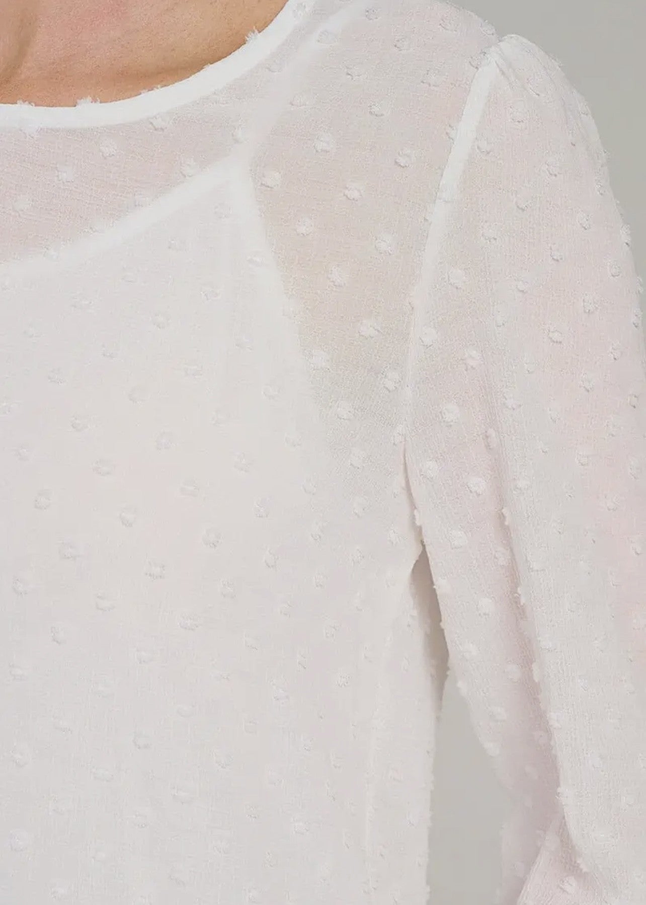 Jade Swiss Dot Crew Neck L/S Blouse