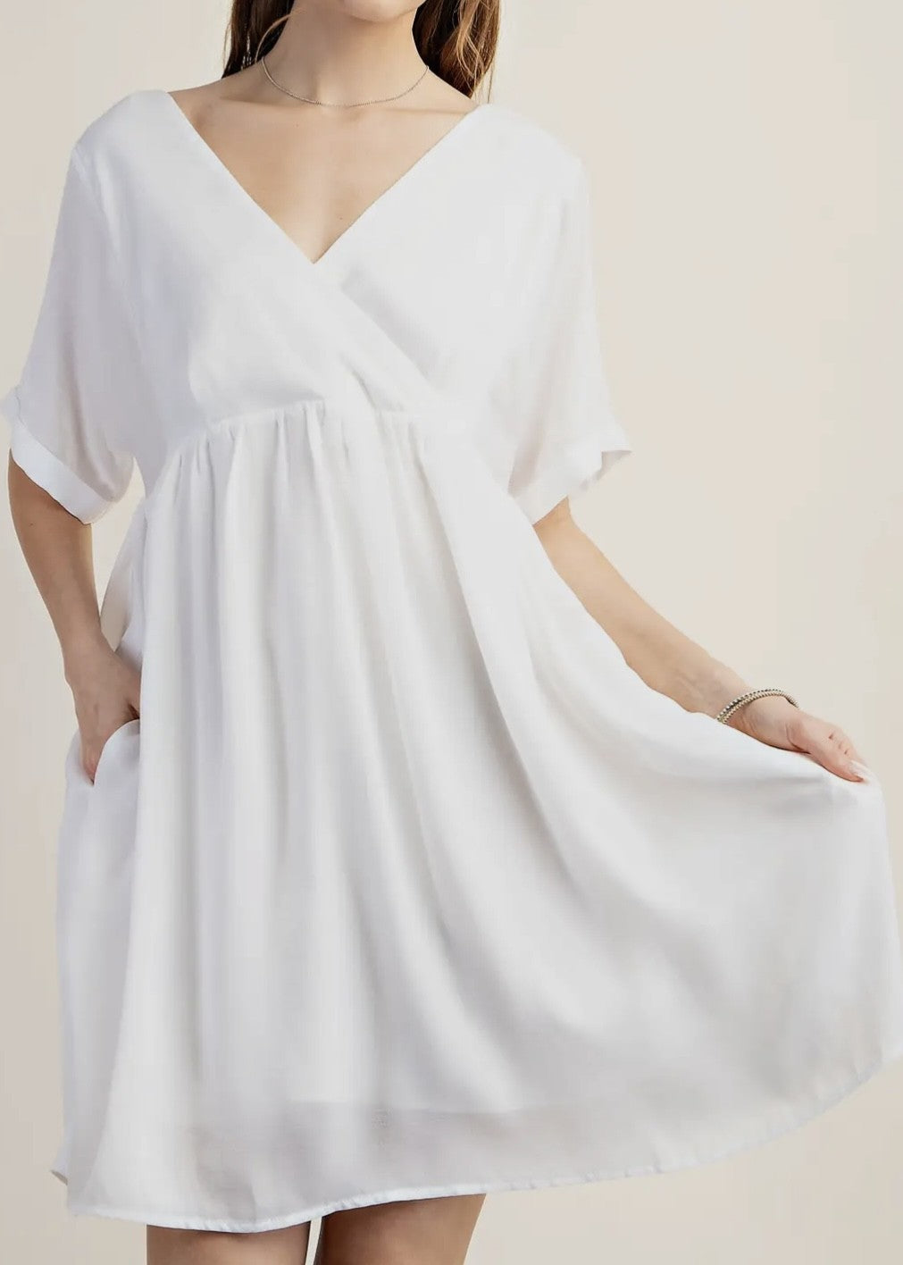 Finley Crossover V-Neck Satin Mini Dress