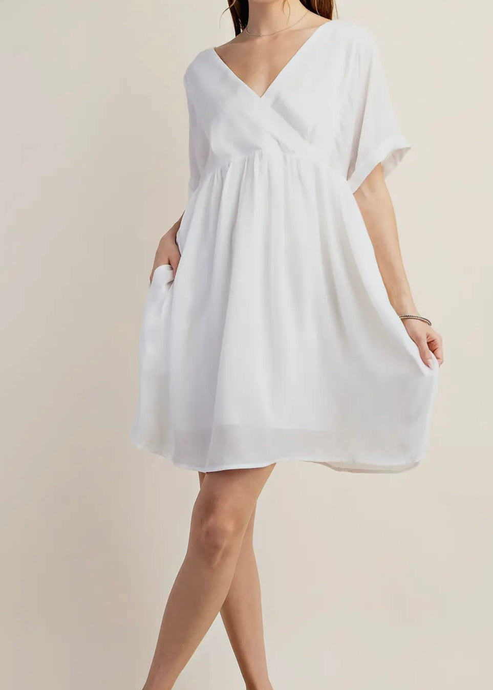 Finley Crossover V-Neck Satin Mini Dress