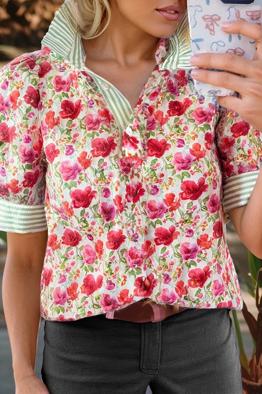 Elsie Mixed Print Pullover Top