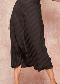 Luella Satin Striped Midi Skirt