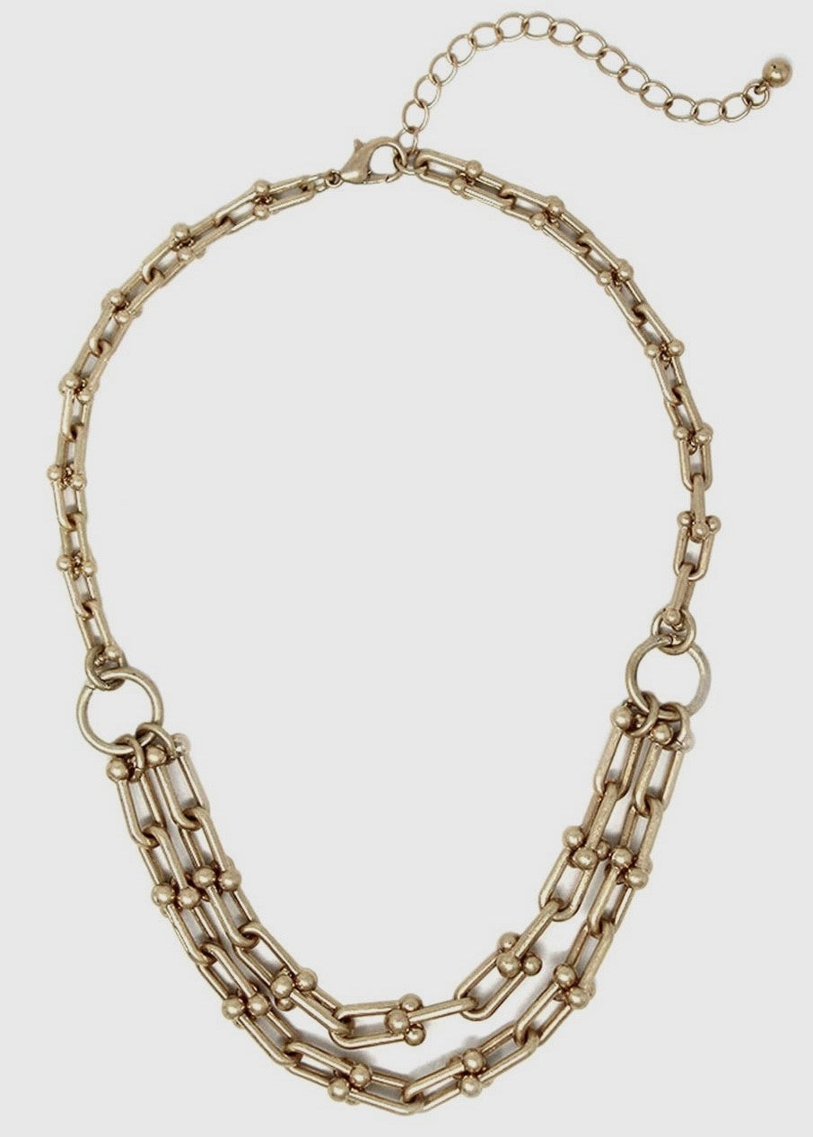 Dble Chain Link Drop Necklace