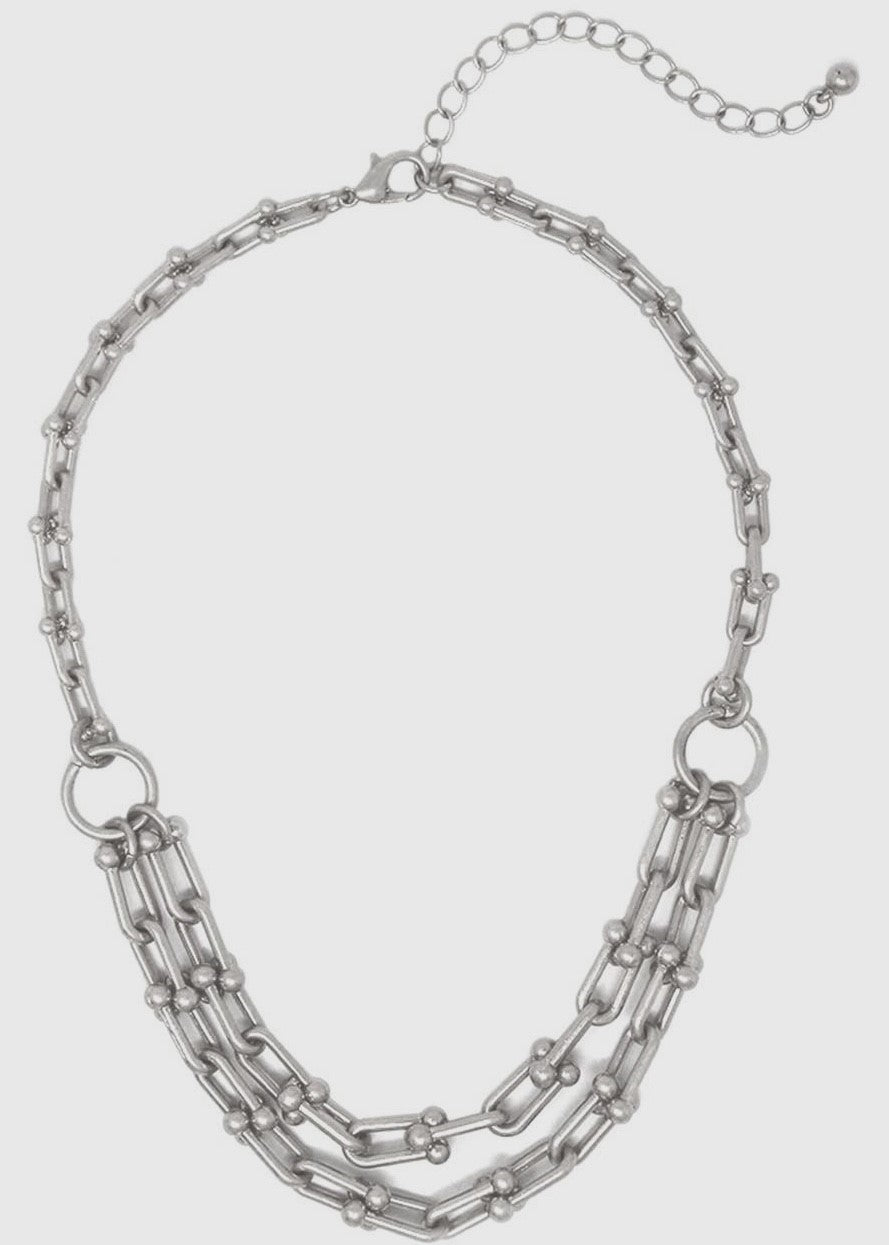 Dble Chain Link Drop Necklace