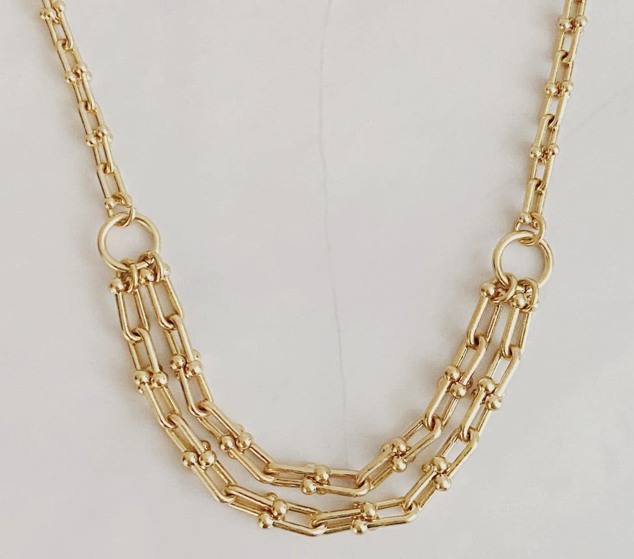 Dble Chain Link Drop Necklace