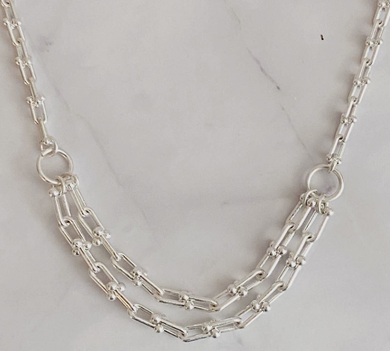 Dble Chain Link Drop Necklace