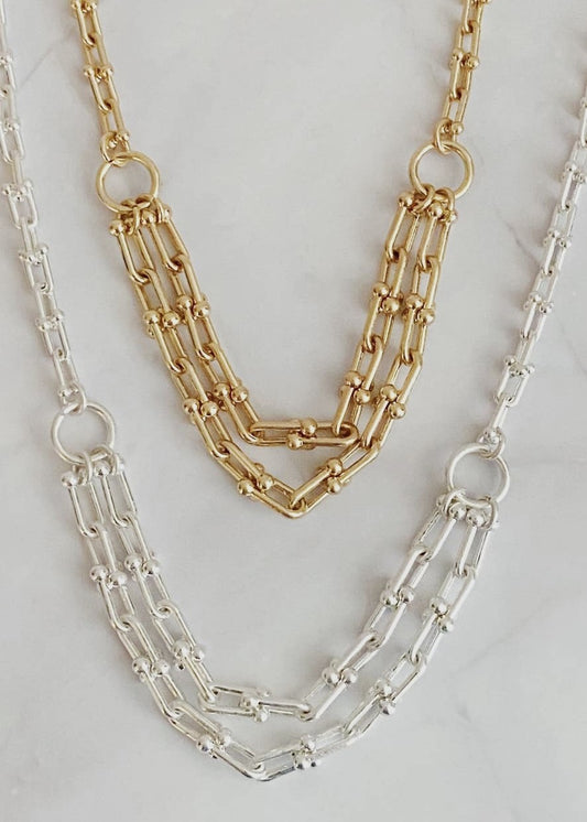 Dble Chain Link Drop Necklace