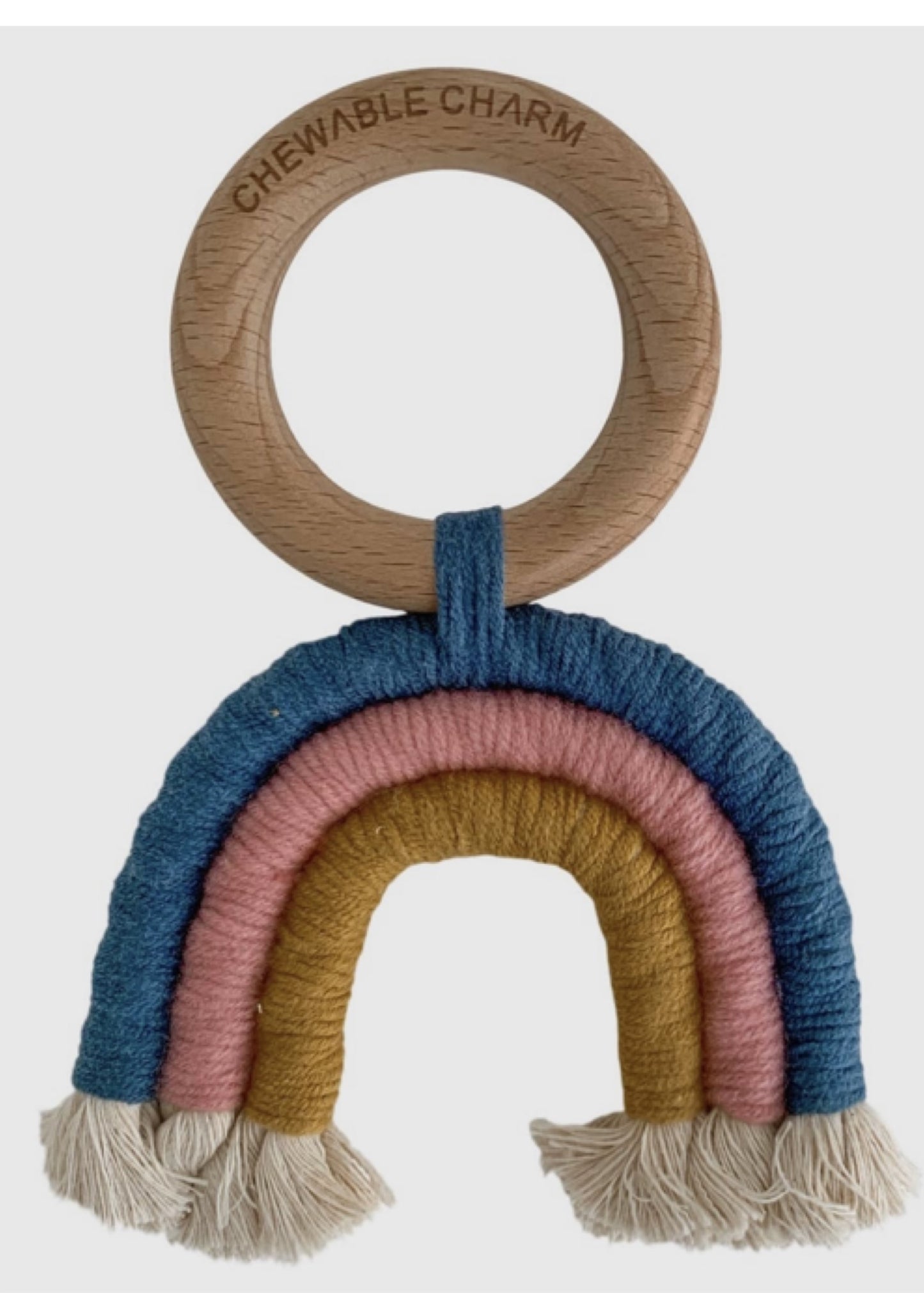 Blue Multi-Rainbow Macrame Teether