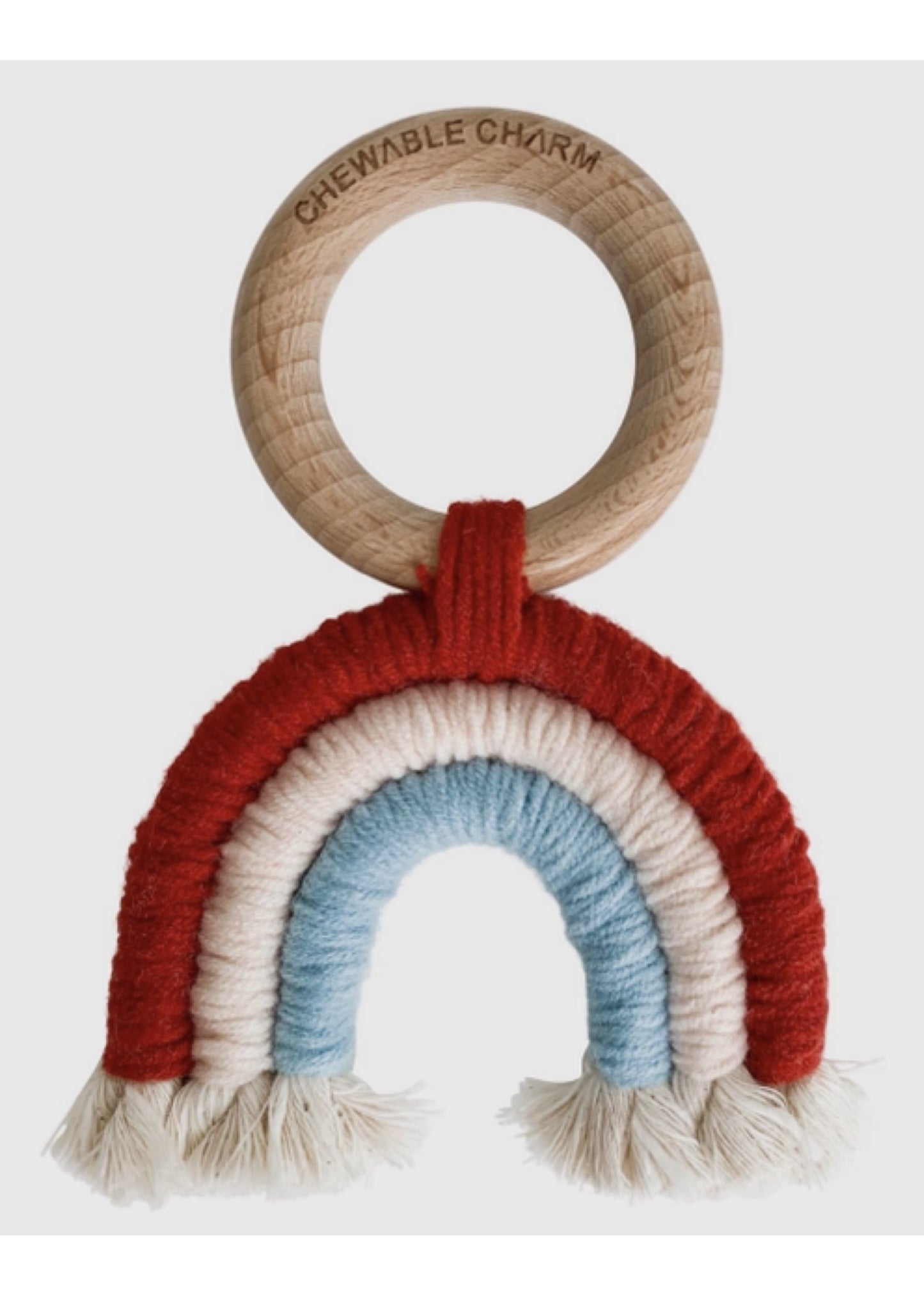 Red Multi-Rainbow Macrame Teether