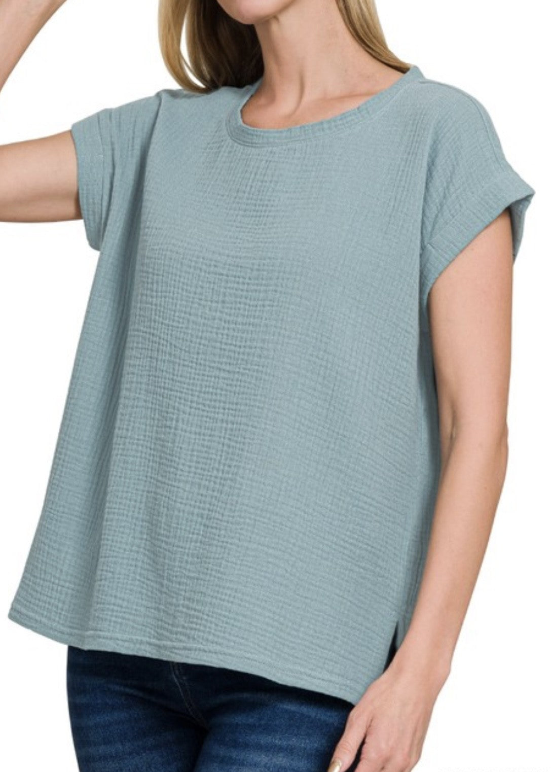 Aubrey Gauze Crew Neck Tee