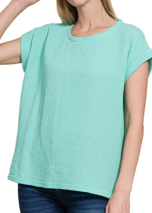 Aubrey Gauze Crew Neck Tee