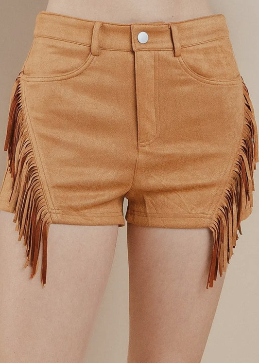 Sheridan Fringe Faux Suede Shorts