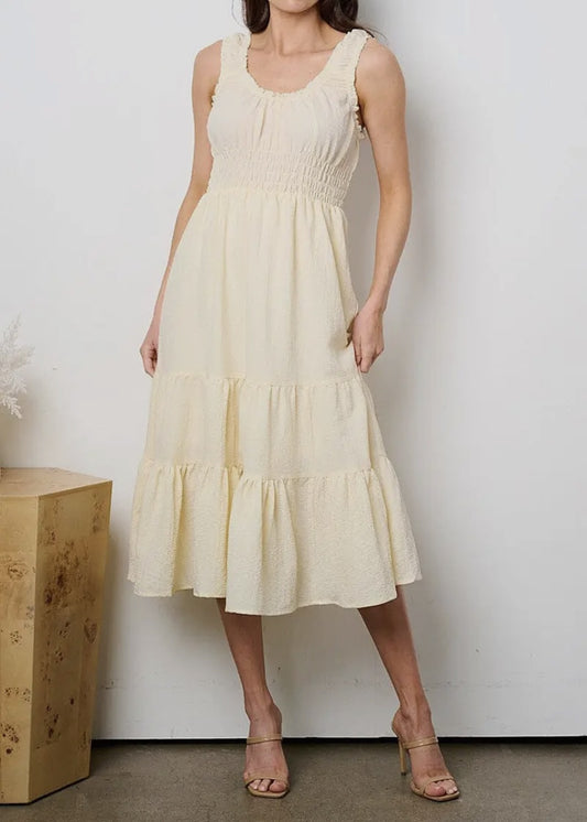Hannah Smocked Sleeveless Midi Dress