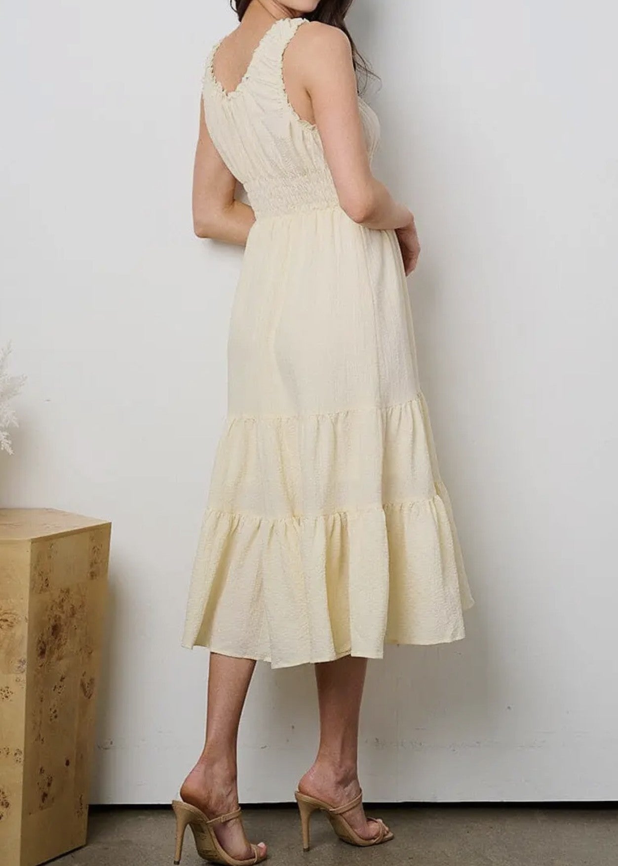 Hannah Smocked Sleeveless Midi Dress