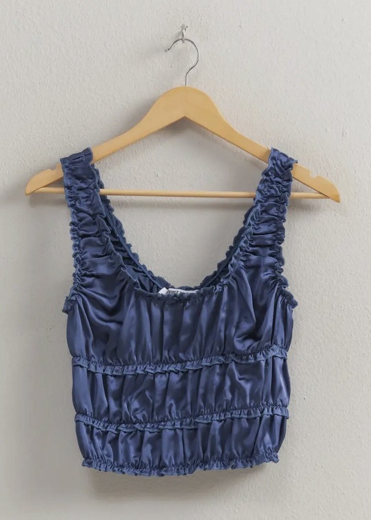 Lola Satin Rouched Tank