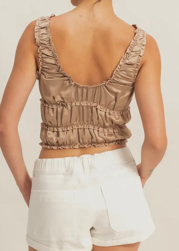 Lola Satin Rouched Tank