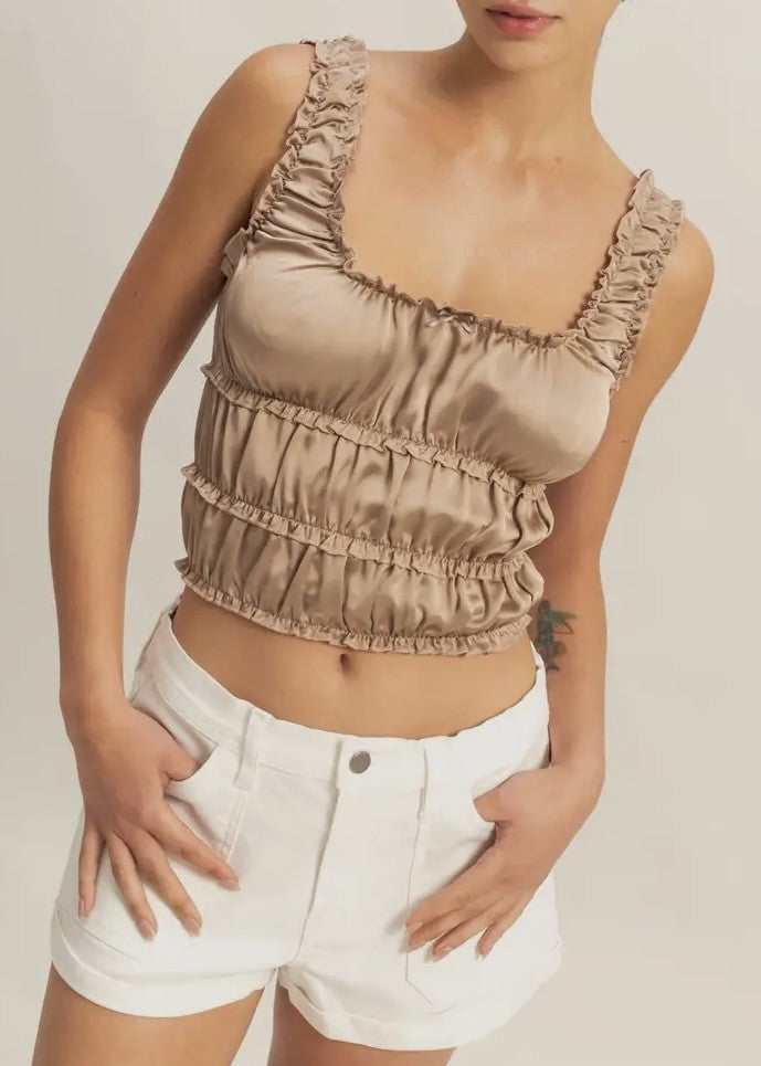 Lola Satin Rouched Tank