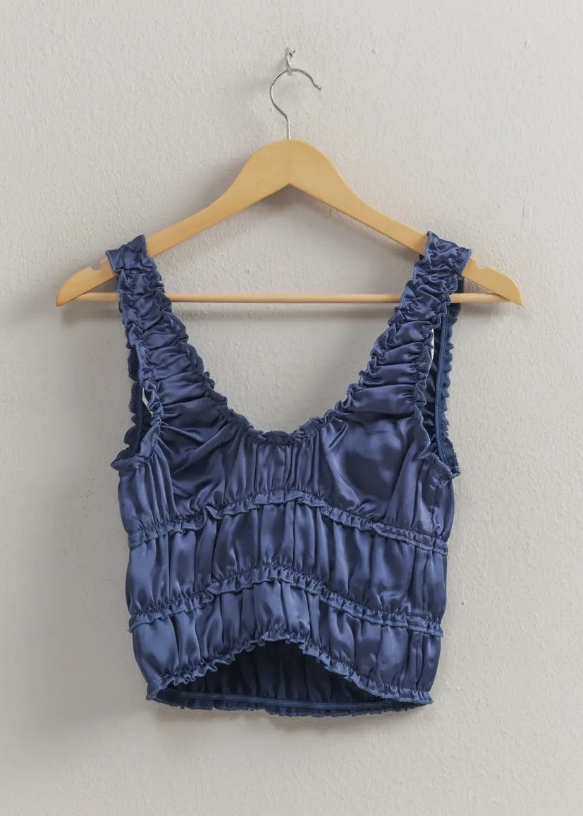 Lola Satin Rouched Tank