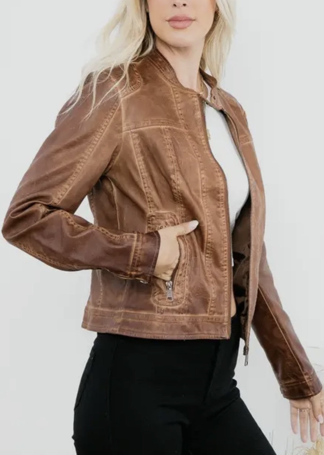 Catalina Garment Dyed Vegan Leather Jacket