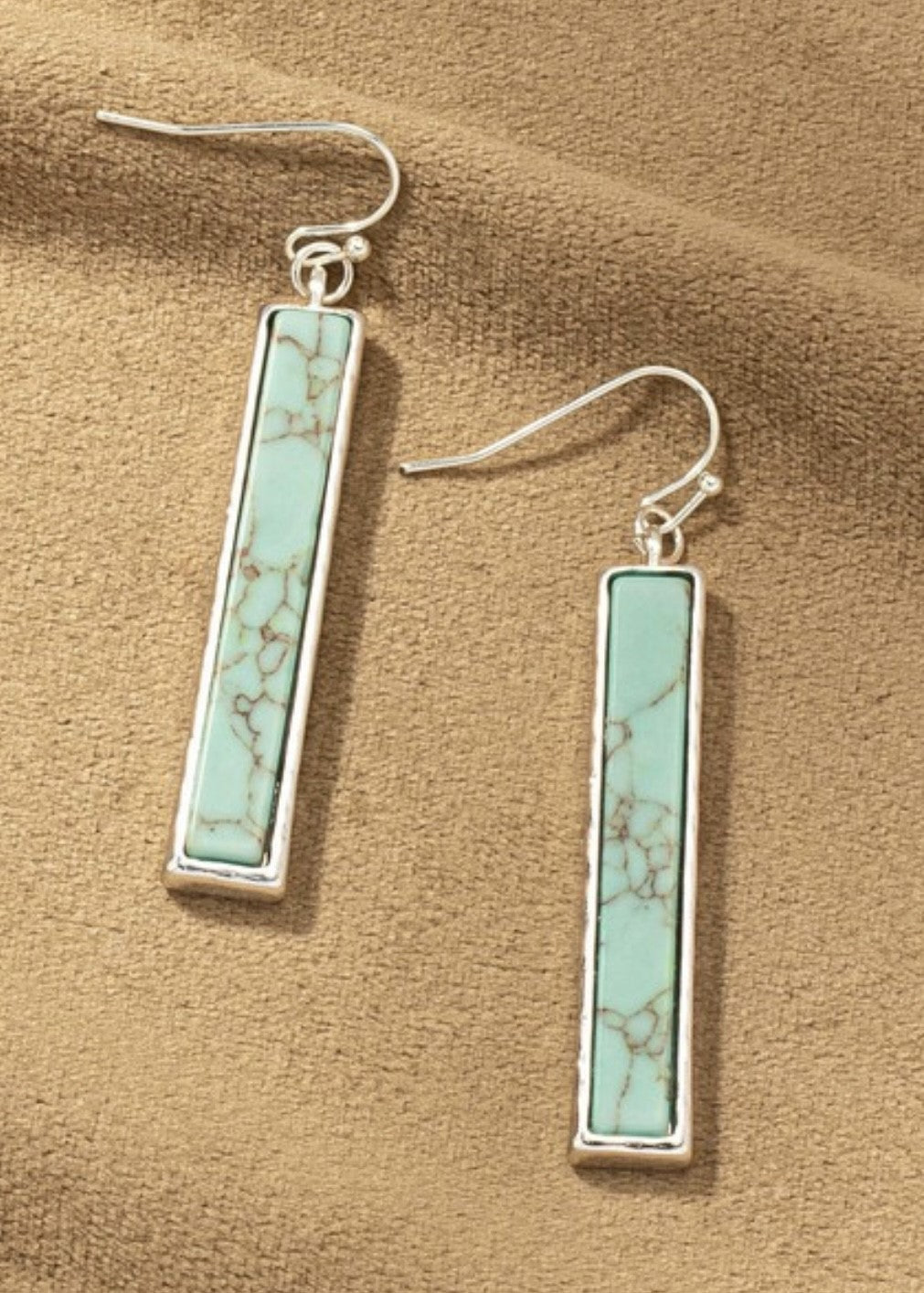 Rectangle Stone Drop Earrings