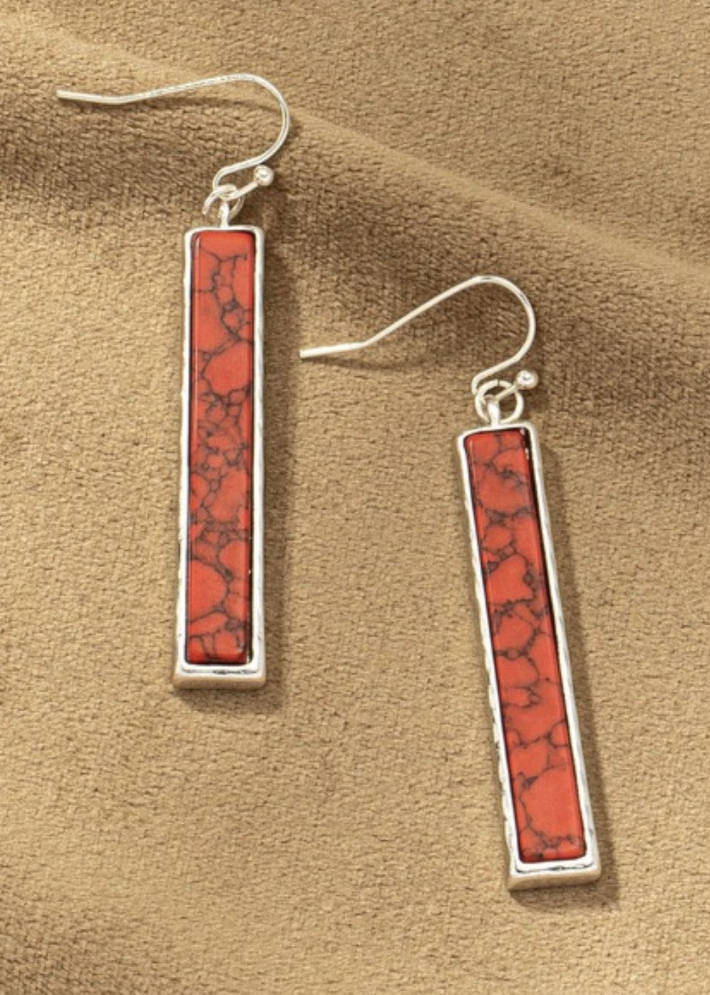 Rectangle Stone Drop Earrings