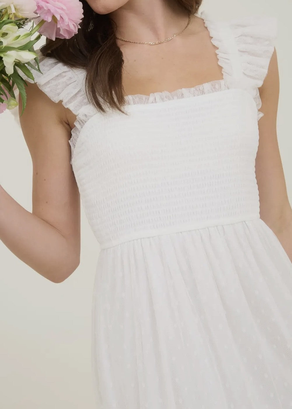 Freya Chiffon Dot Cap Sleeve Mini Dress