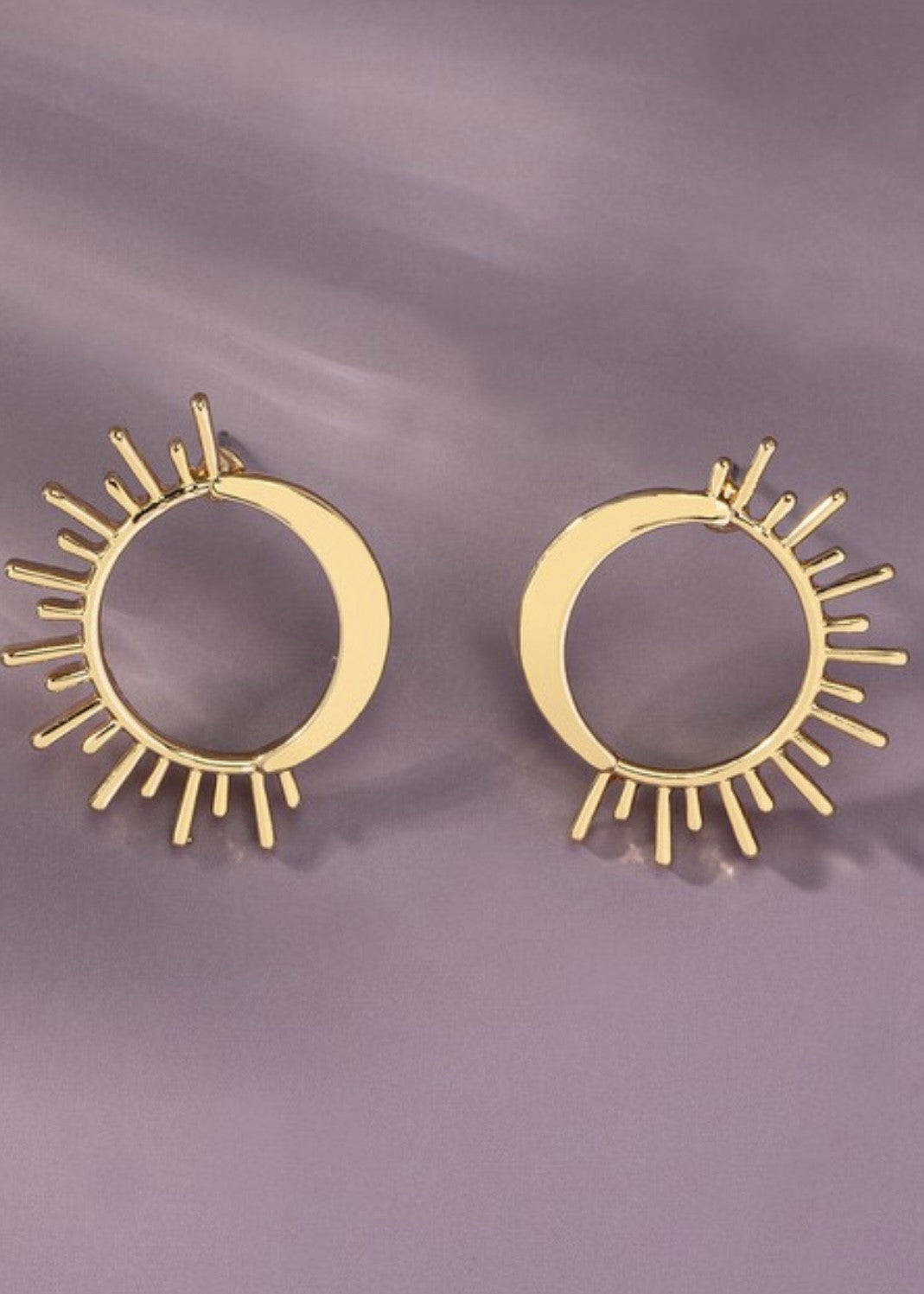 Moon & Sun Stud Hoop Earrings