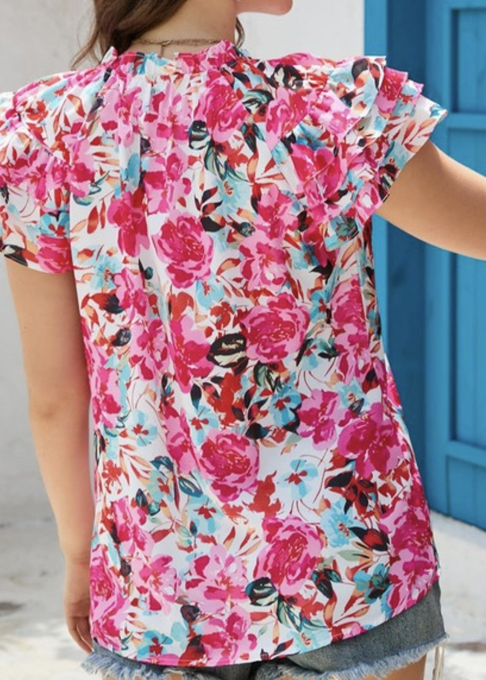 Berlin Flutter Sleeve Floral Top