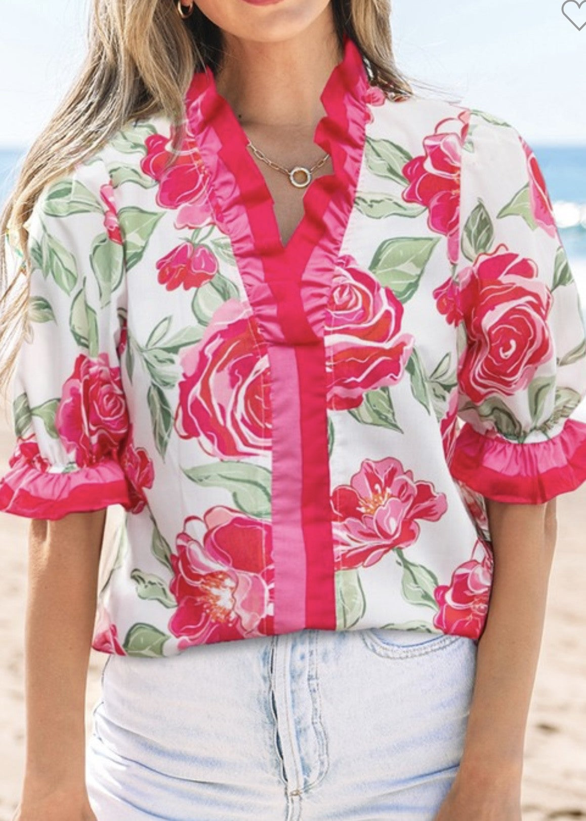Roma Floral V-Neck Top