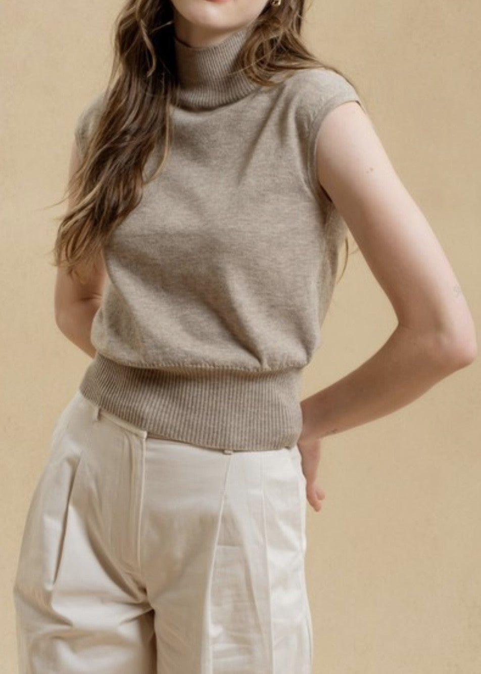 Harper Turtleneck Cap Sleeve Sweater