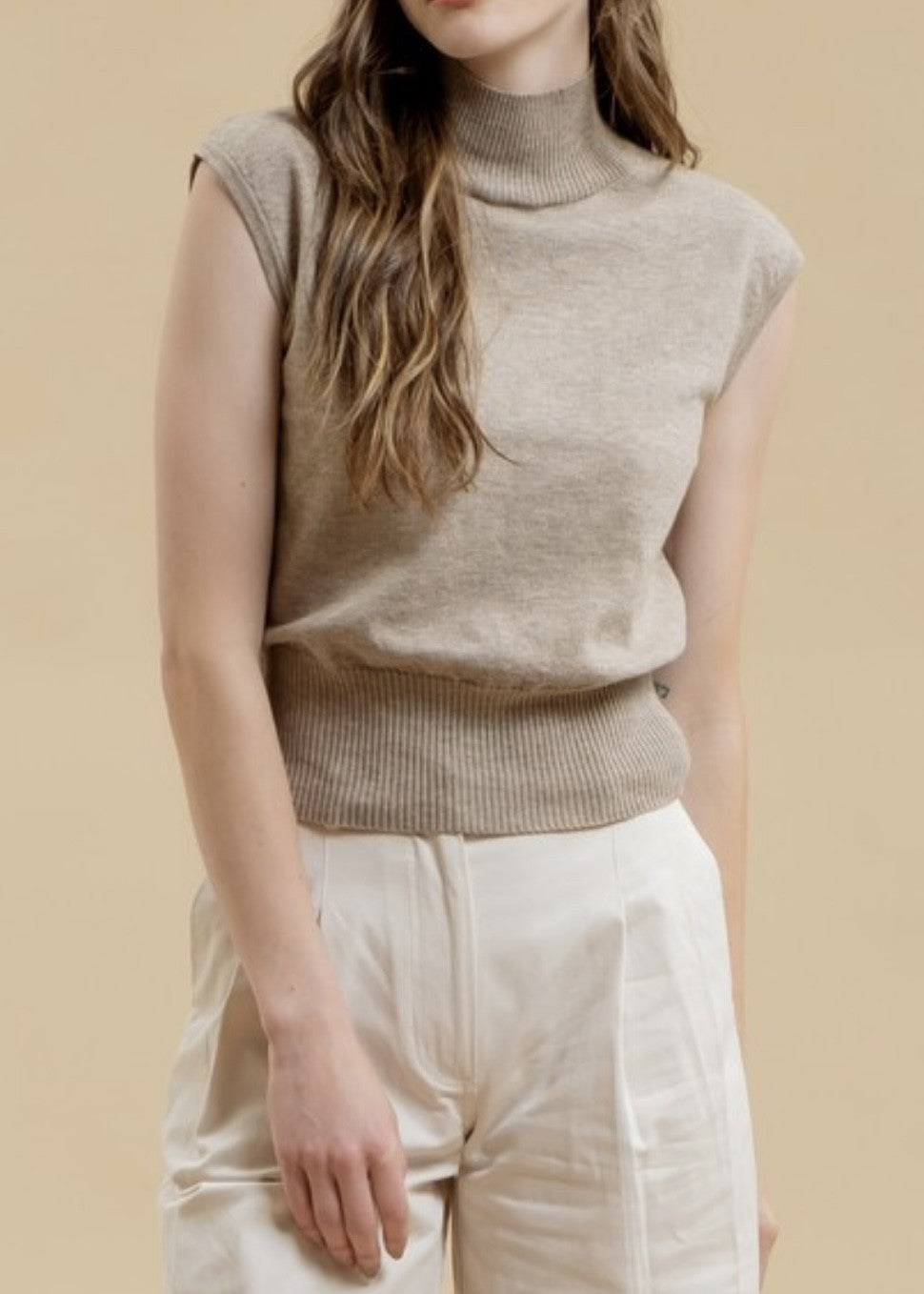 Harper Turtleneck Cap Sleeve Sweater