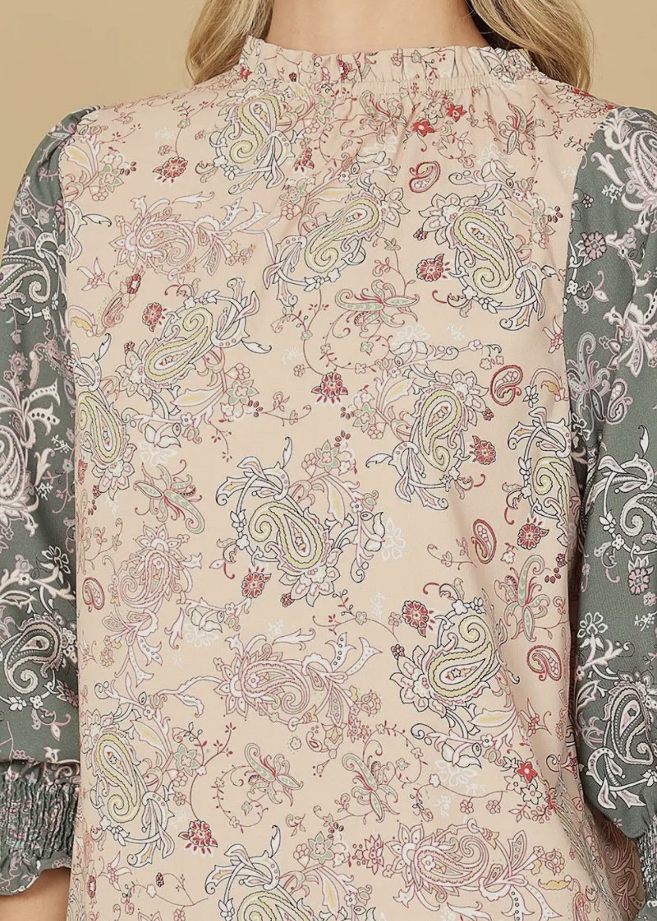 Freya Mixed Print 3/4 Sleeve Top