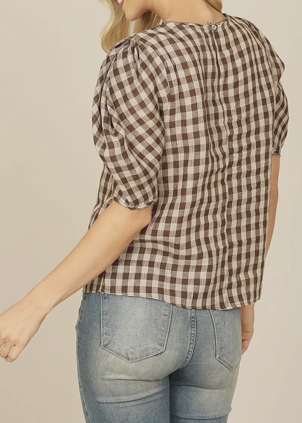 Rory Plaid Puff Sleeve Blouse