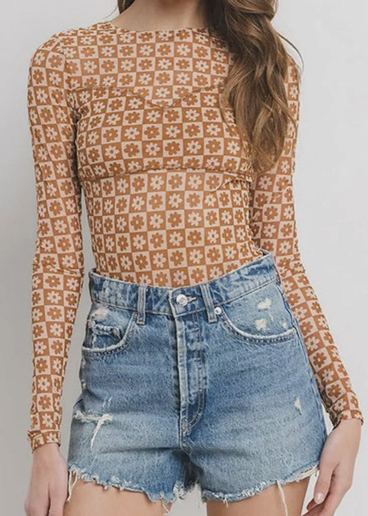Mabel Floral Mesh L/S Bodysuit