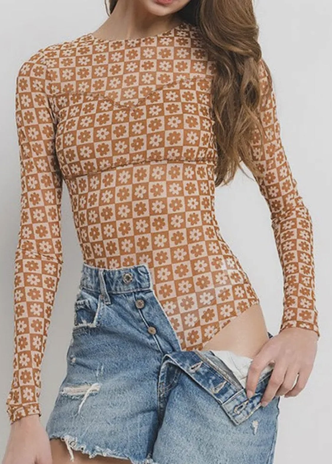 Mabel Floral Mesh L/S Bodysuit