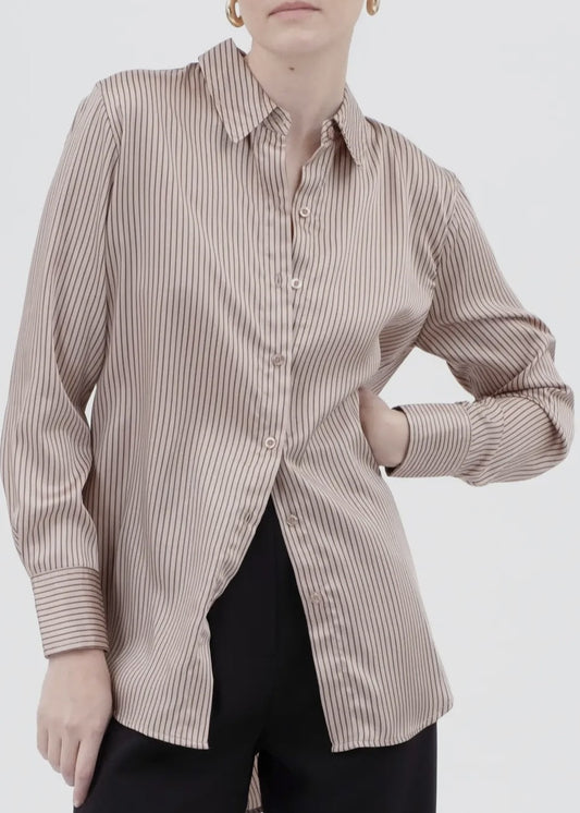 Camden Prinstripe Button Front Blouse
