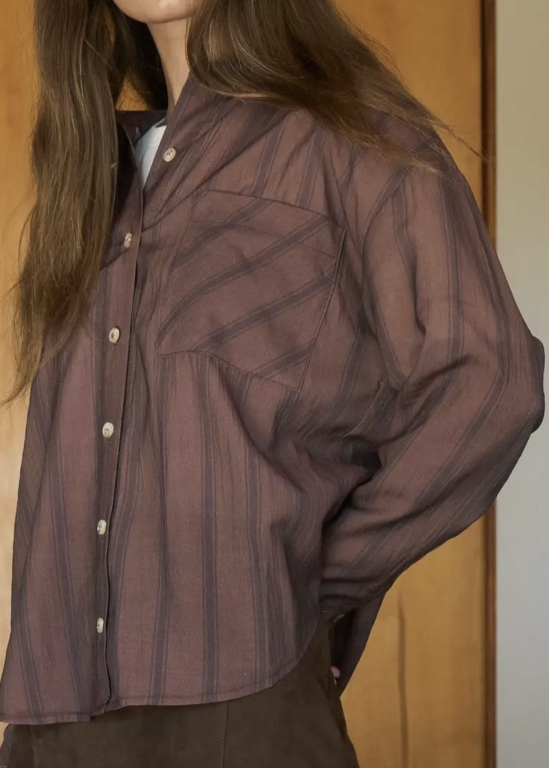 Maria Striped Button Front Blouse