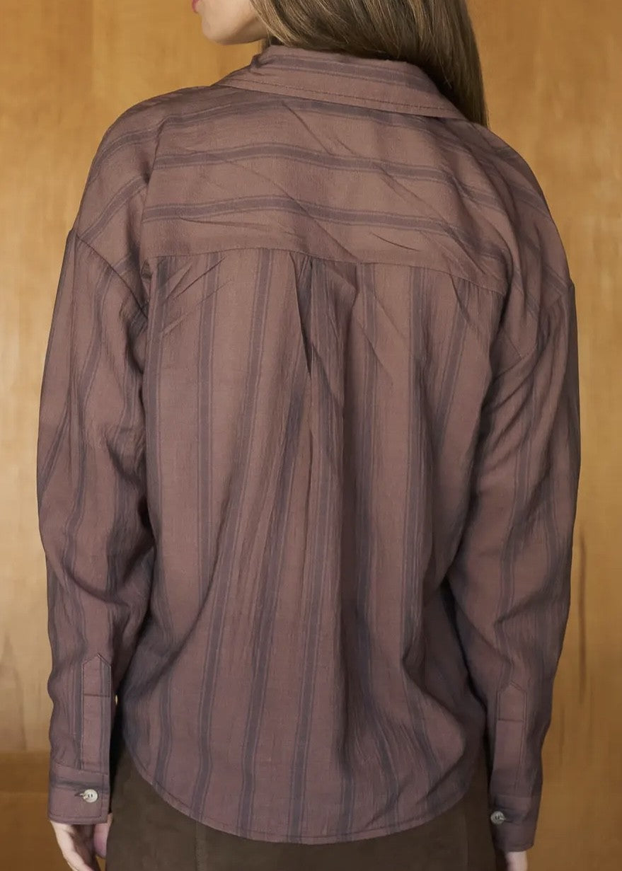 Maria Striped Button Front Blouse