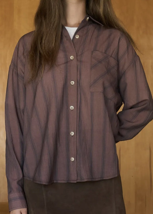 Maria Striped Button Front Blouse