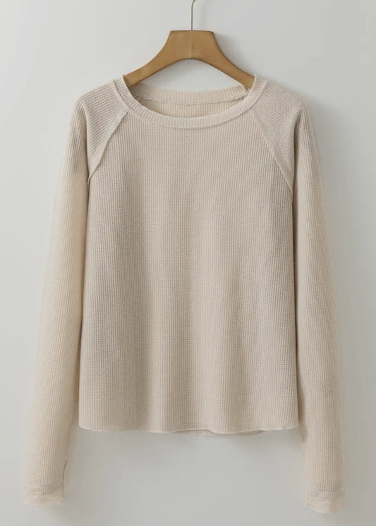 Brylee Exposed Seam Waffle Raglan