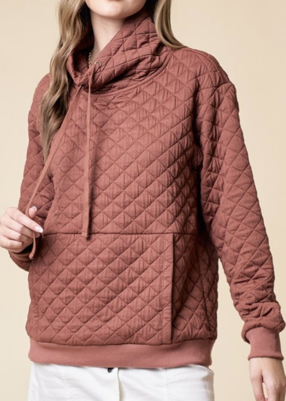 Grier Quilted Funnel Neck Pullover