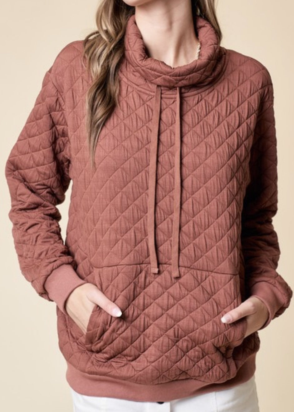 Grier Quilted Funnel Neck Pullover