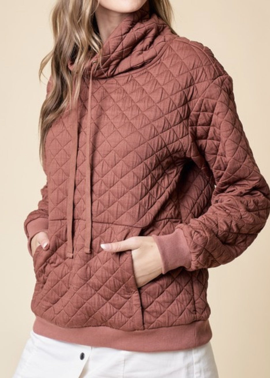 Grier Quilted Funnel Neck Pullover