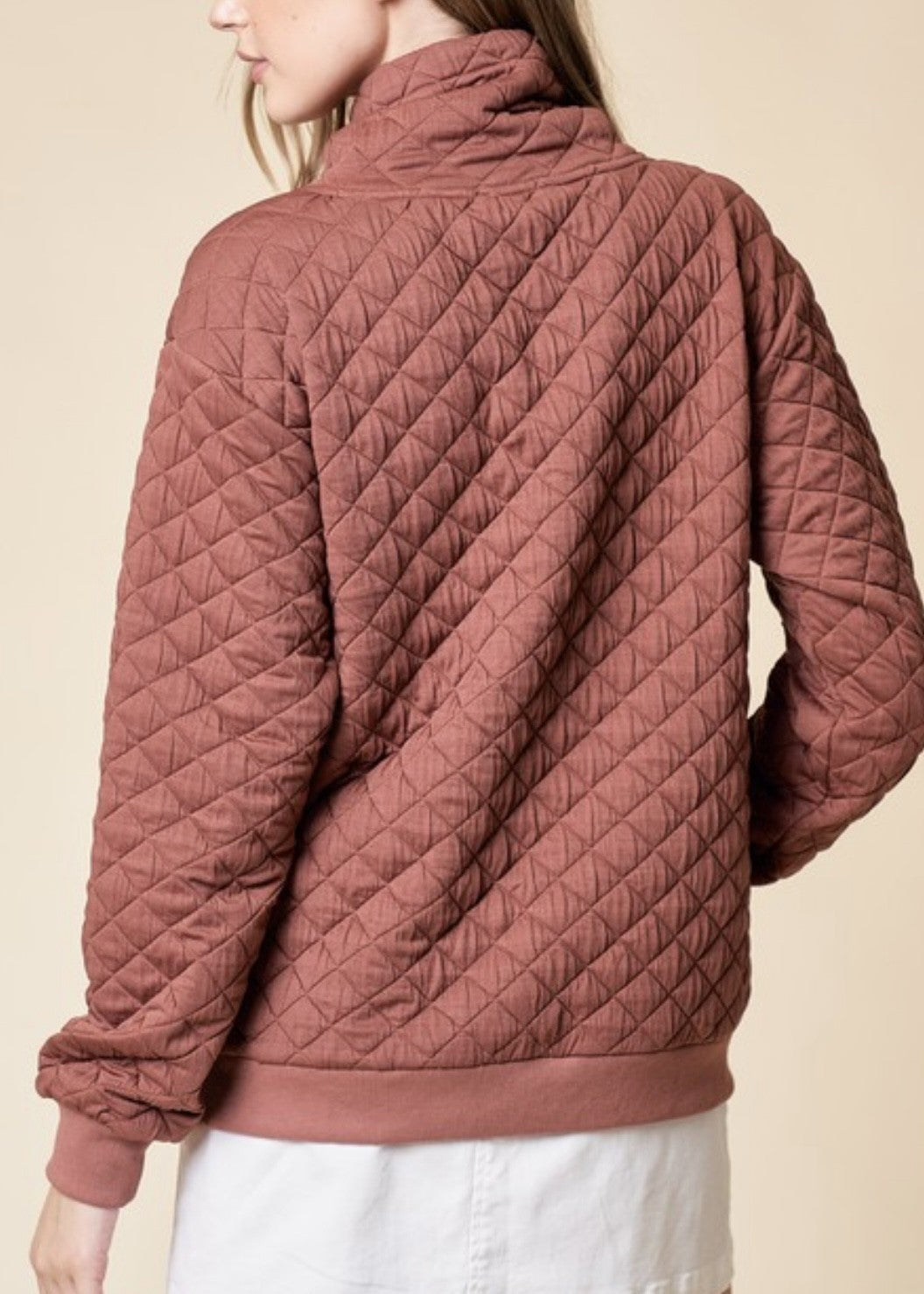 Grier Quilted Funnel Neck Pullover