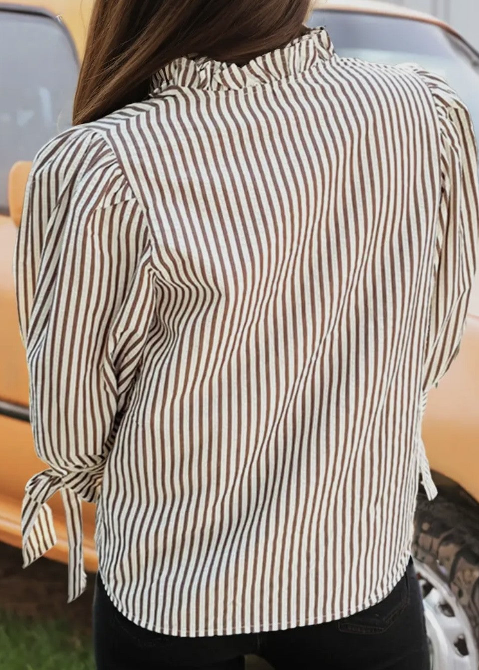 Grace Striped 3/4 Tie Sleeve Blouse