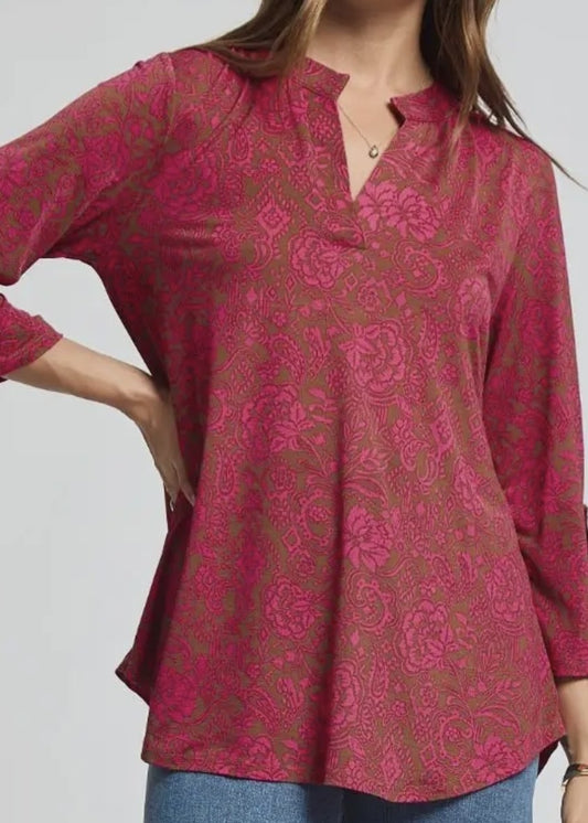 Mazie Floral Tab Sleeve V-Neck